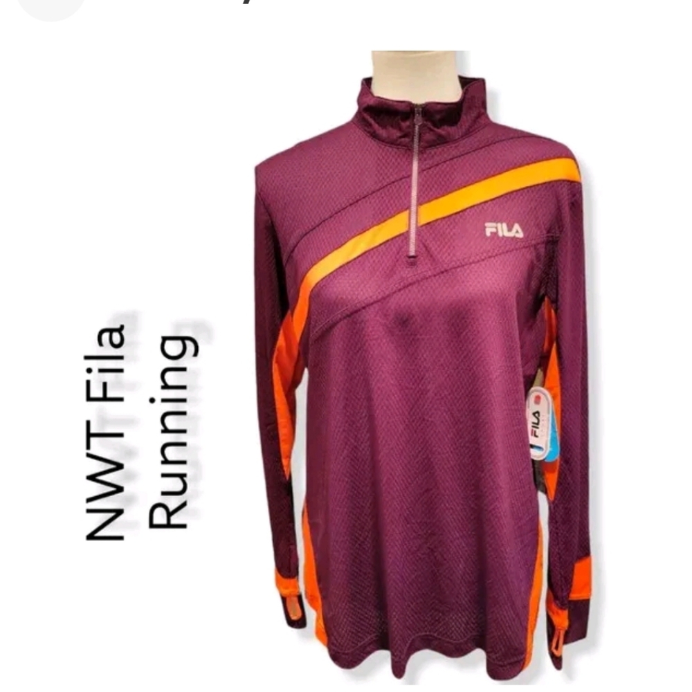 Fila Womens Long Sleeve Mock Neck Lightweight Running Shirt Size XL